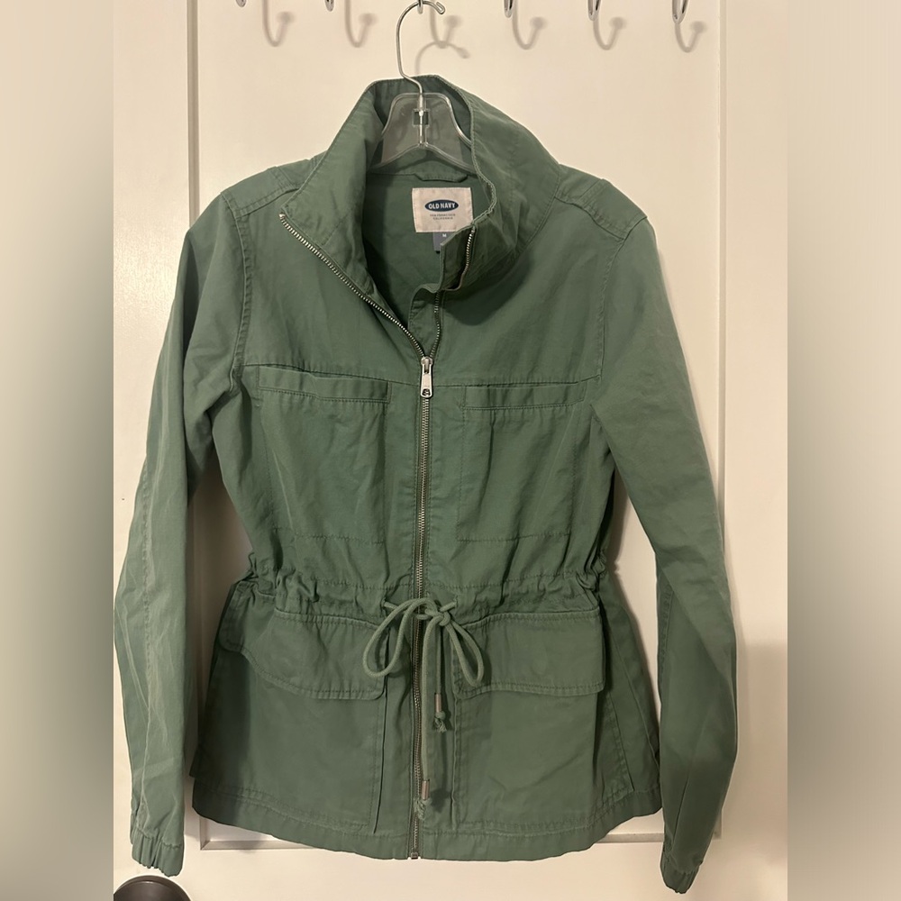 Old Navy Zip Up Jacket With Drawstring Cinch Belt - image 1